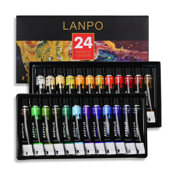 12 or 24 Acrylic Paint Set also Available with Palette and Brush