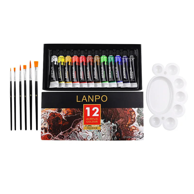 12 or 24 Acrylic Paint Set also Available with Palette and Brush