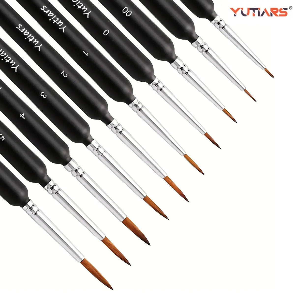 10pcs Miniature Liner Paint Brushes for Detail with Fine Tip and Ergonomic Handle