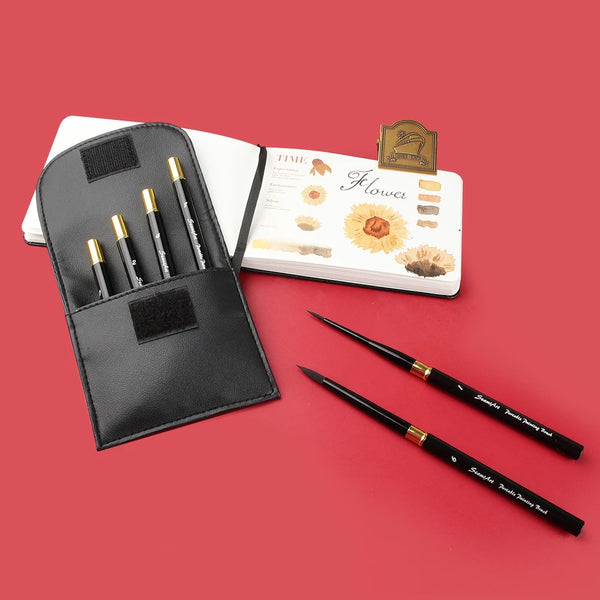 6 Piece Portable Watercolor Brush Set with Brush Bag