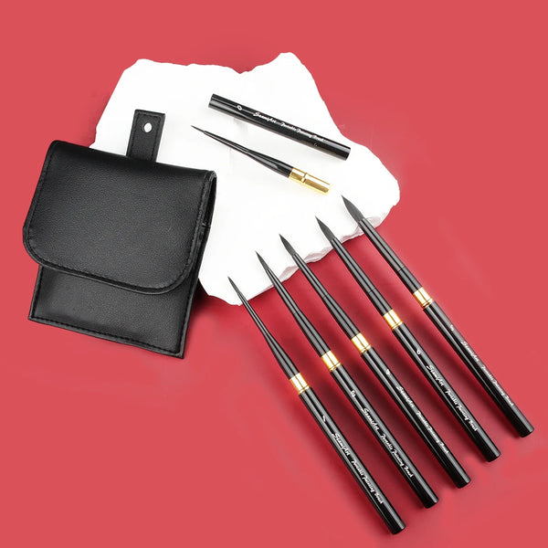 6 Piece Portable Watercolor Brush Set with Brush Bag