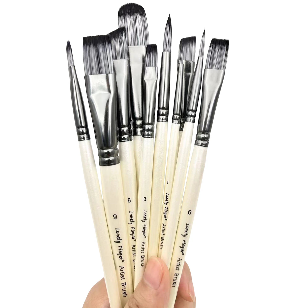 10 Piece Nylon Artist Brush Set for Oil, Acrylic, Watercolor and Gouache