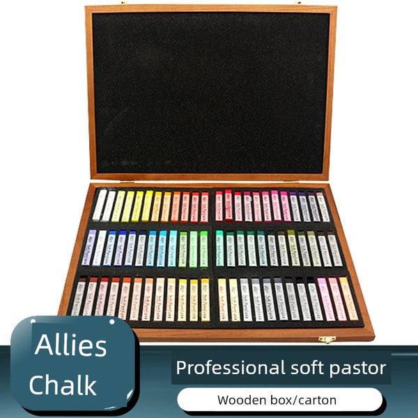 South Korea Ally Professional Grade Chalk 72 Colors in a Wooden Box