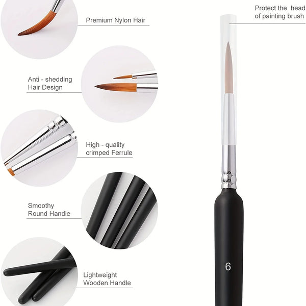 10pcs Miniature Liner Paint Brushes for Detail with Fine Tip and Ergonomic Handle