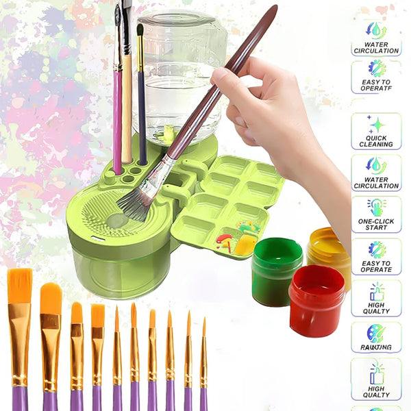 Paint Brush Cleaner and Brush Holder with 8 Paint Compartments