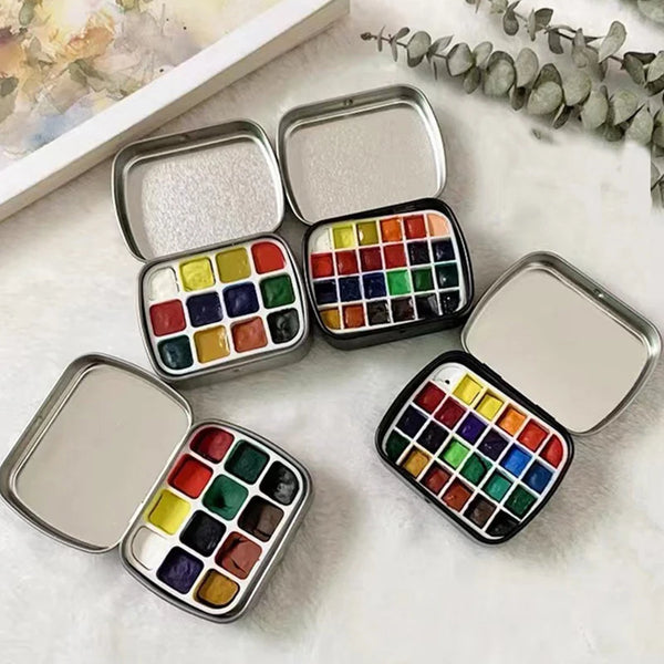 Travel/Portable Empty Watercolor Tin Palette Box with 12 Grids