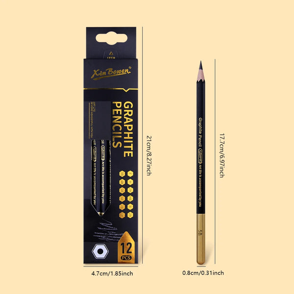 12 Professional Charcoal Pencils Set