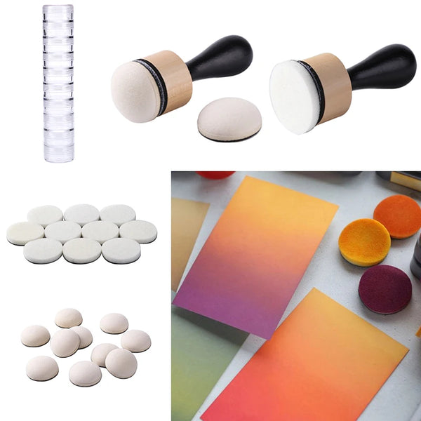 Round Stackable Jars & Mini Ink Blending Sponge Tool